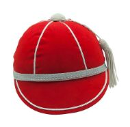 Plain Honour Cap in Red with Silver Trim front view